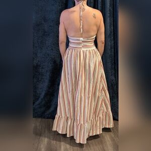 Stripped halter dress